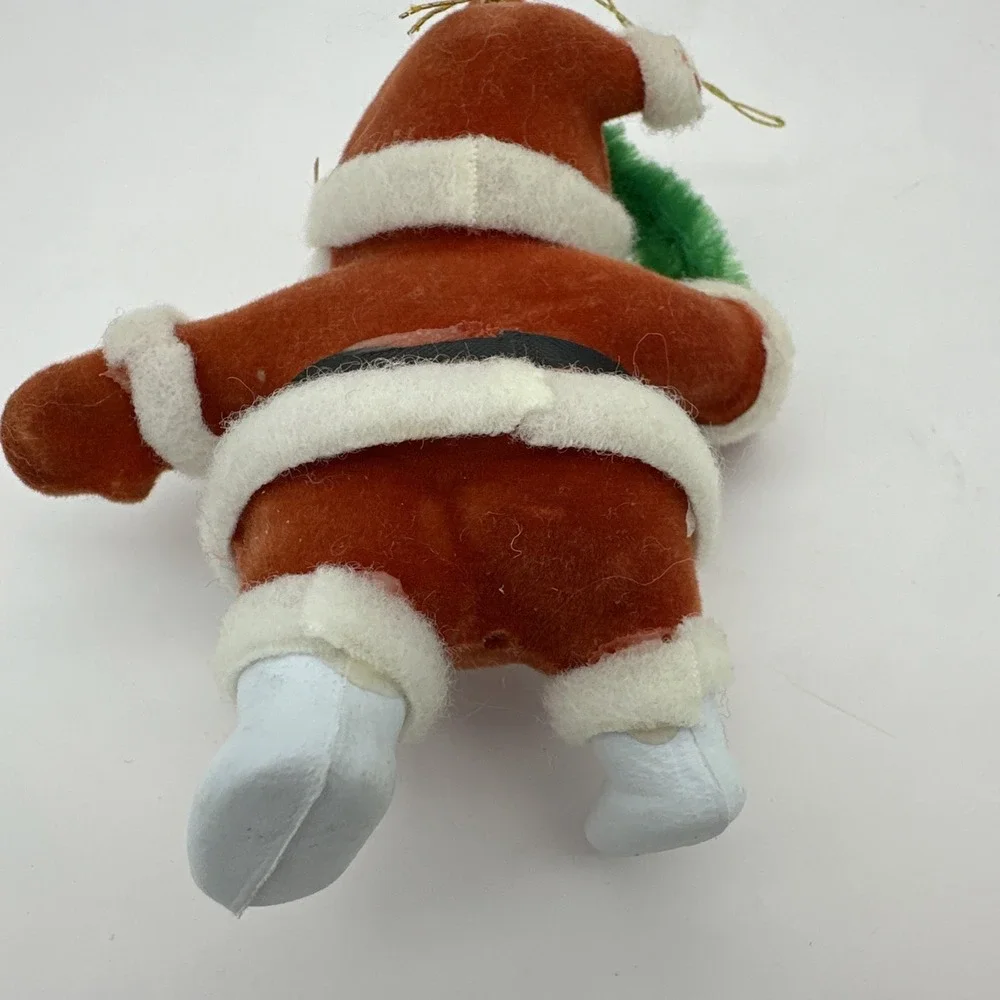 Vintage Flocked Santa Claus Christmas Ornament 4